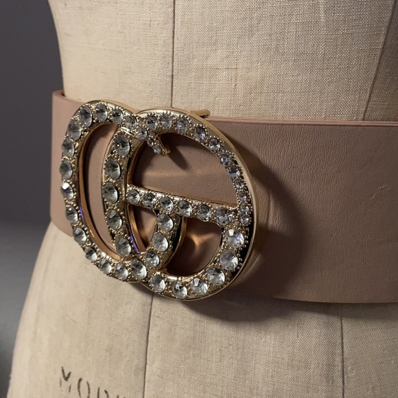 Rhinestone Buckle Vegan Leather Belt main image 7